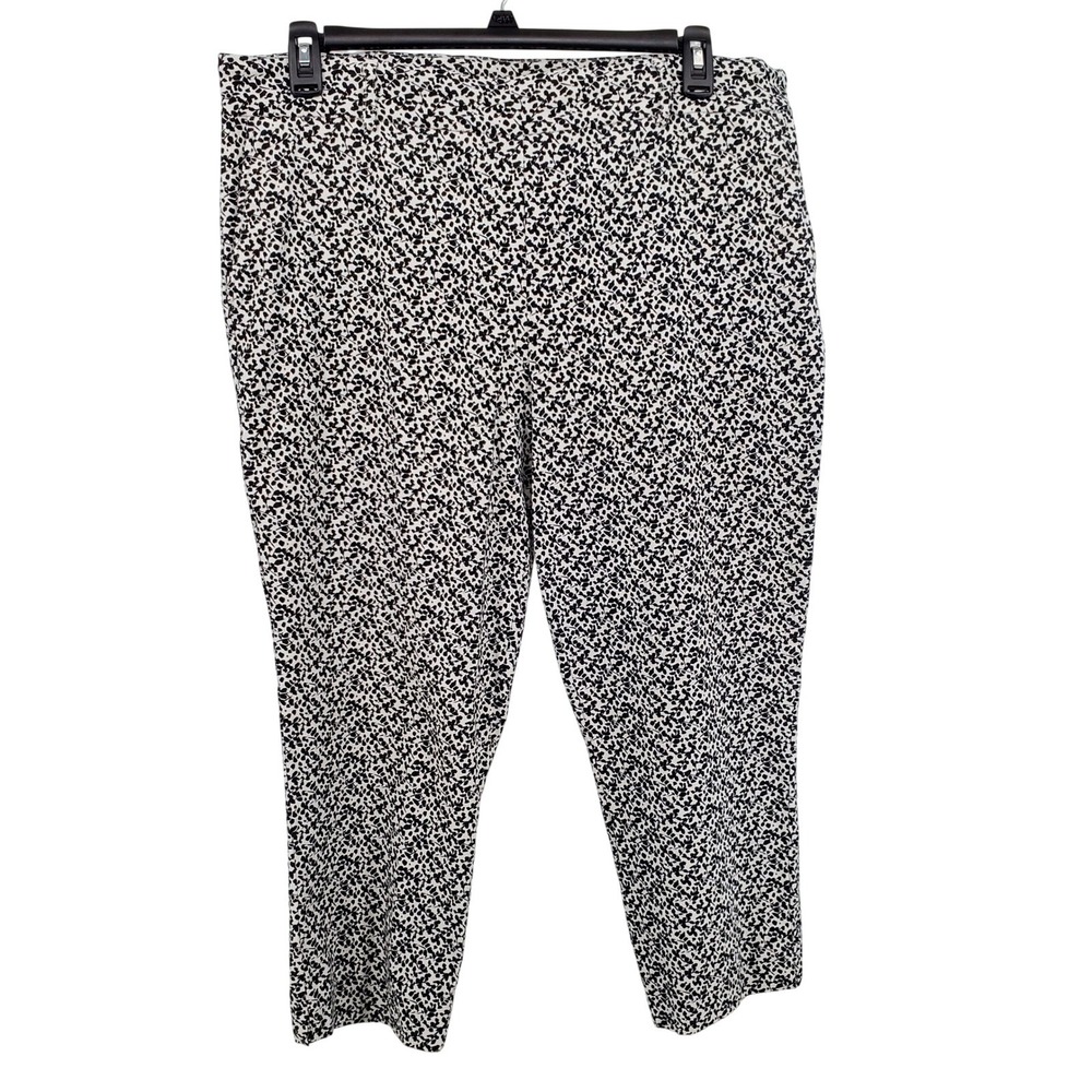 Hilary Radley Womens XXL Black White Abstract Dot Pull On Ankle Pants Stretch